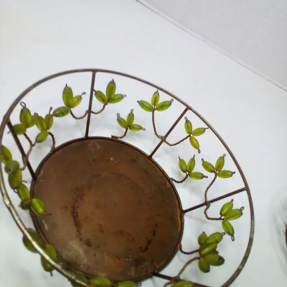 Shastra Decorative Basket Bowls Lot of 2 Vintage Metal Wire Beads India